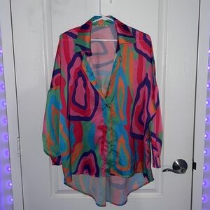 Multi Color Button Down Top